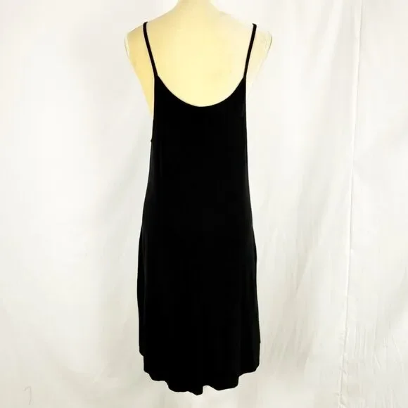 Womens Size L Black Sleeveless Tank Dress w Pockets - Picture 3 of 15